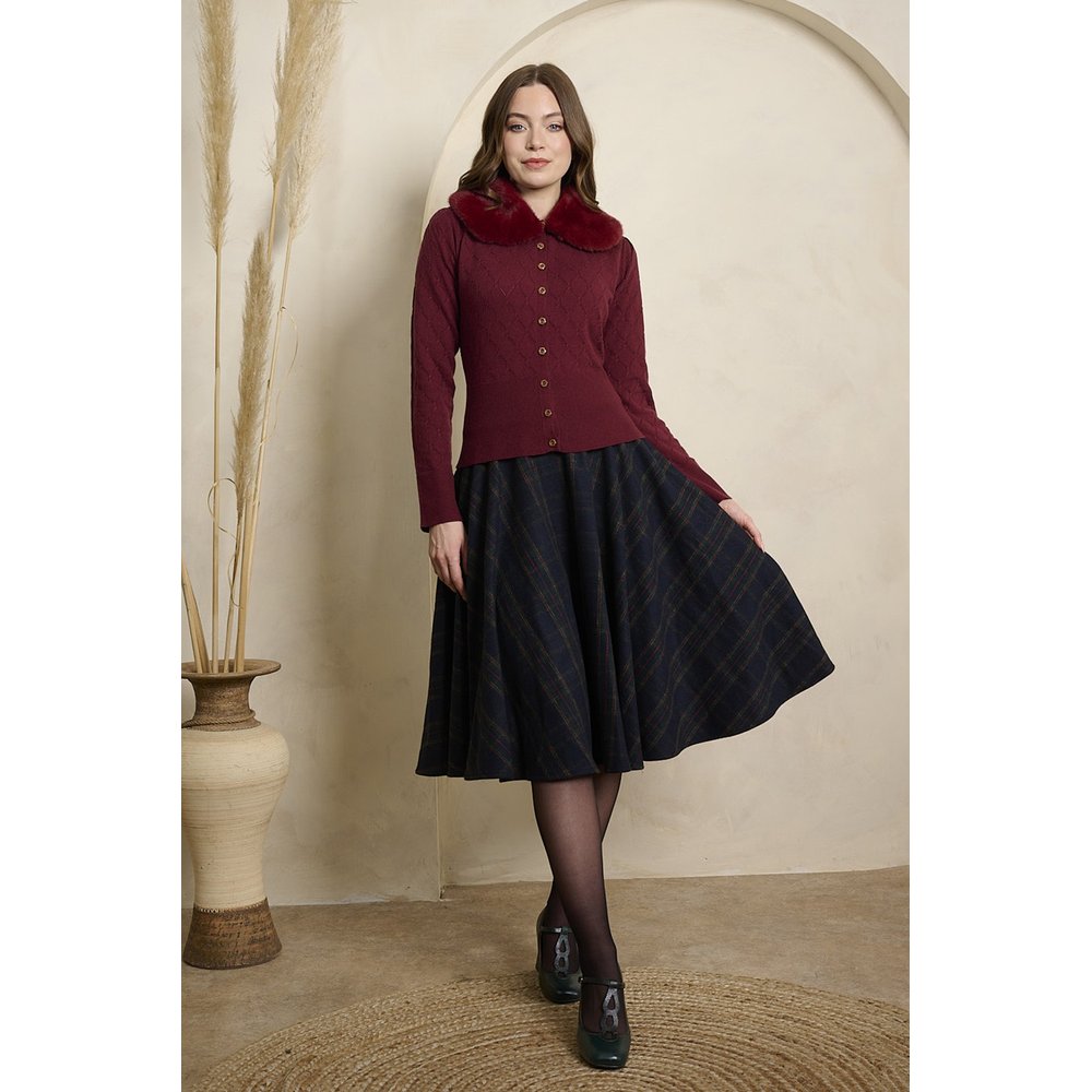 Banned - Wool Mix Cary School Checks Skirt - Dark blue